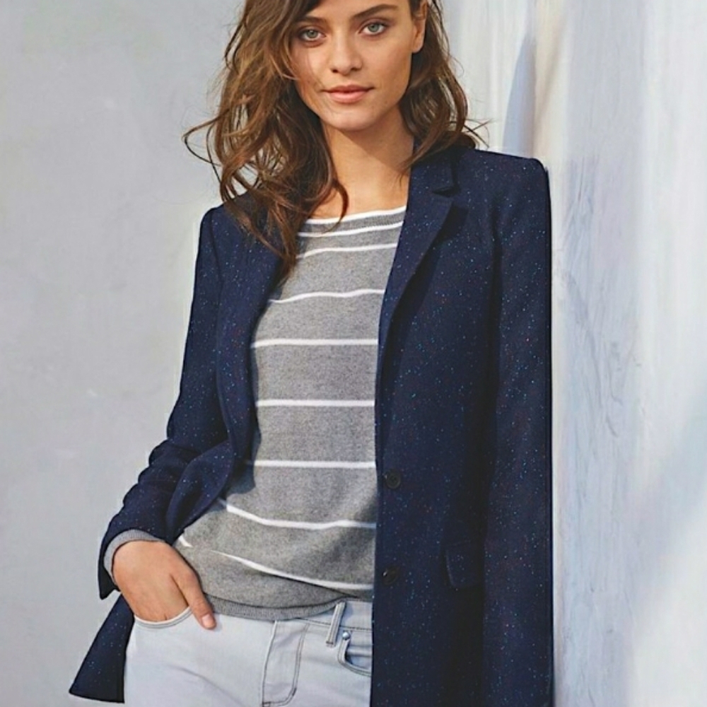 Banana Republic Wool Jacket Blazer Navy Speckled - Picture 1 of 10